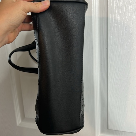 Nine West Embossed Black Satchel Hand Bag Shoulder - Picture 8 of 9